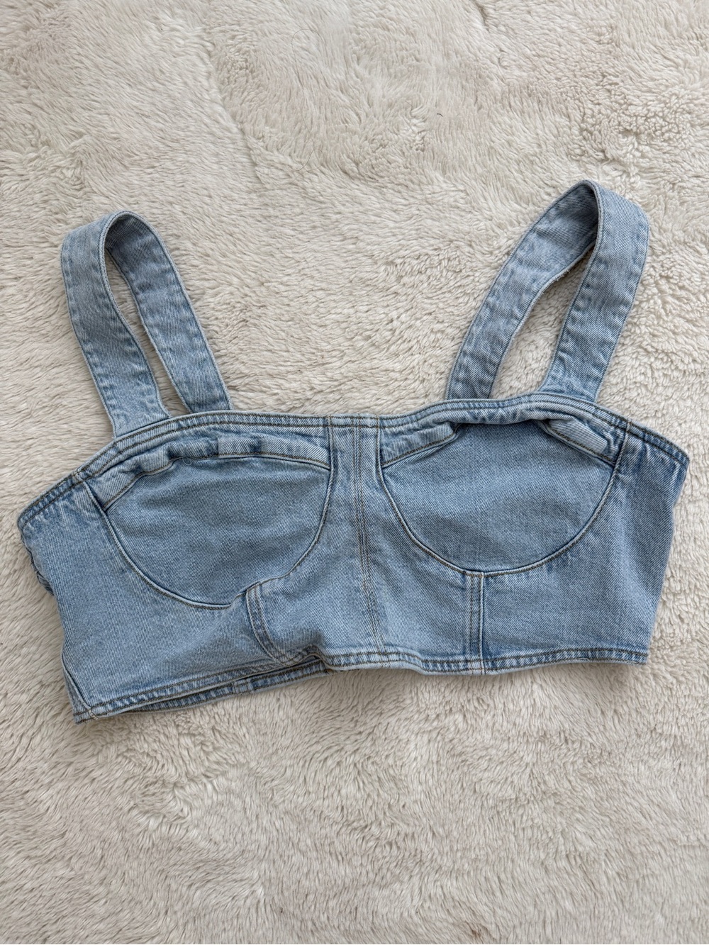 Mango Light Blue Denim Bustier Fashion Trend Forward Crop Top